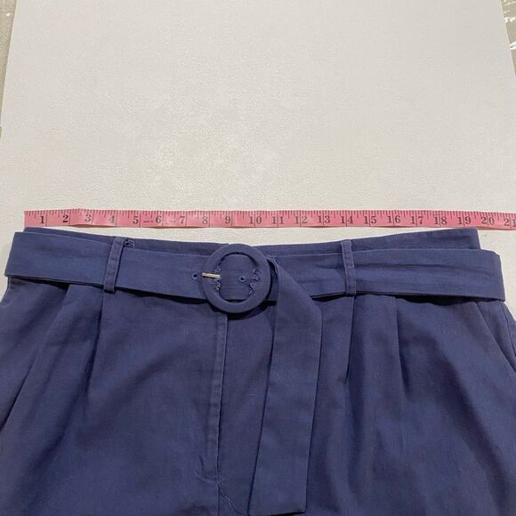 ModCloth x Princess Highway Women’s 22 Linen Belted High Waist Shorts | Navy Ple - Picture 4 of 9